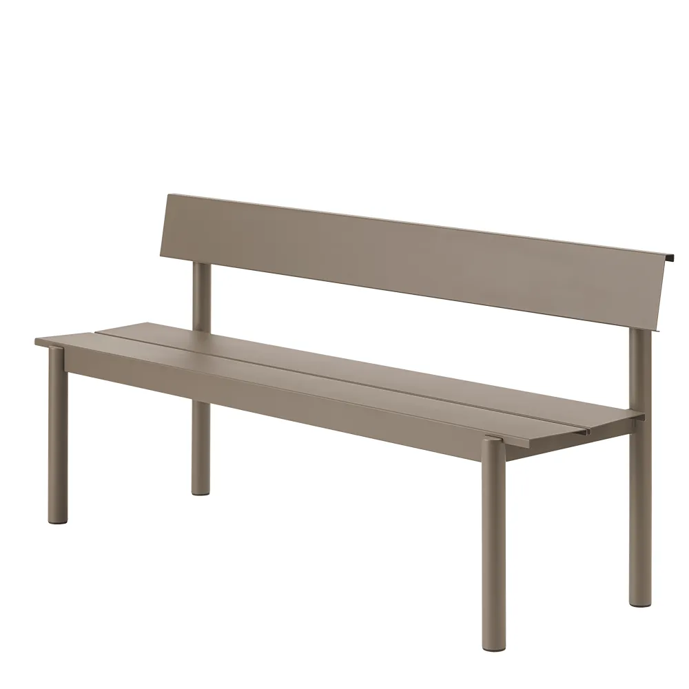 Straight steel bench 170cm Linear Steel Taupe