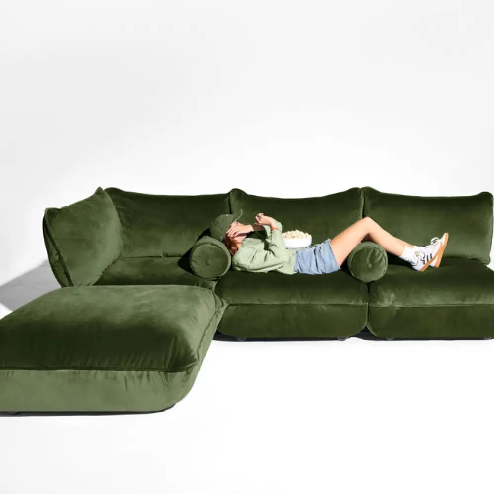 sumo seat velvet sofa module recycled deep green