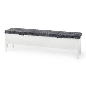 Klinte bench 160 cm white with genuine sheepskin