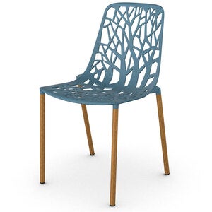 Forest dining chair with Iroko upholstered legs Blue Teal