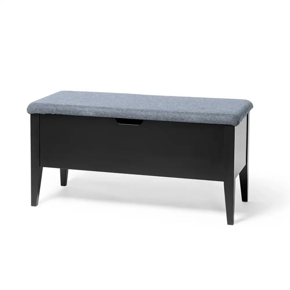Klinte bench 90 cm black with grey fabric