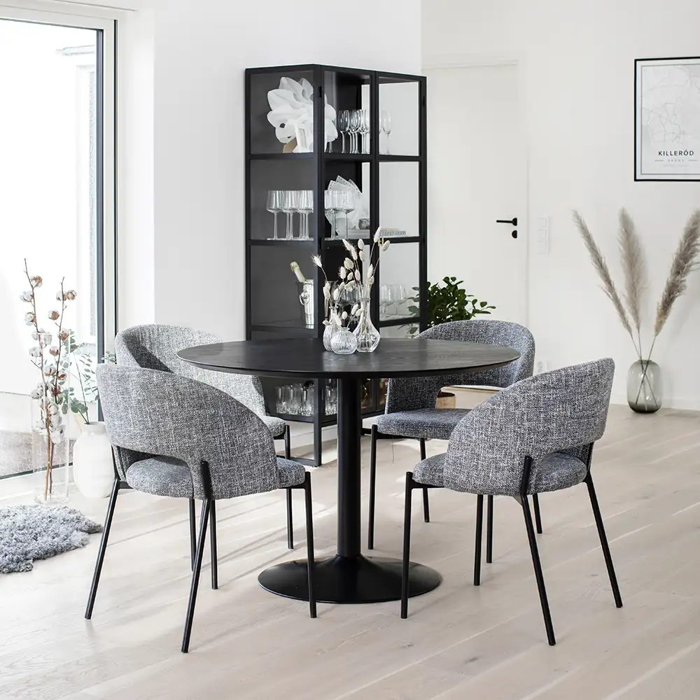 Miles Dining table trumpet base 110 cm black stained ash