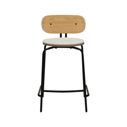 Curious Low Bar Stool Oak/Black White Sands