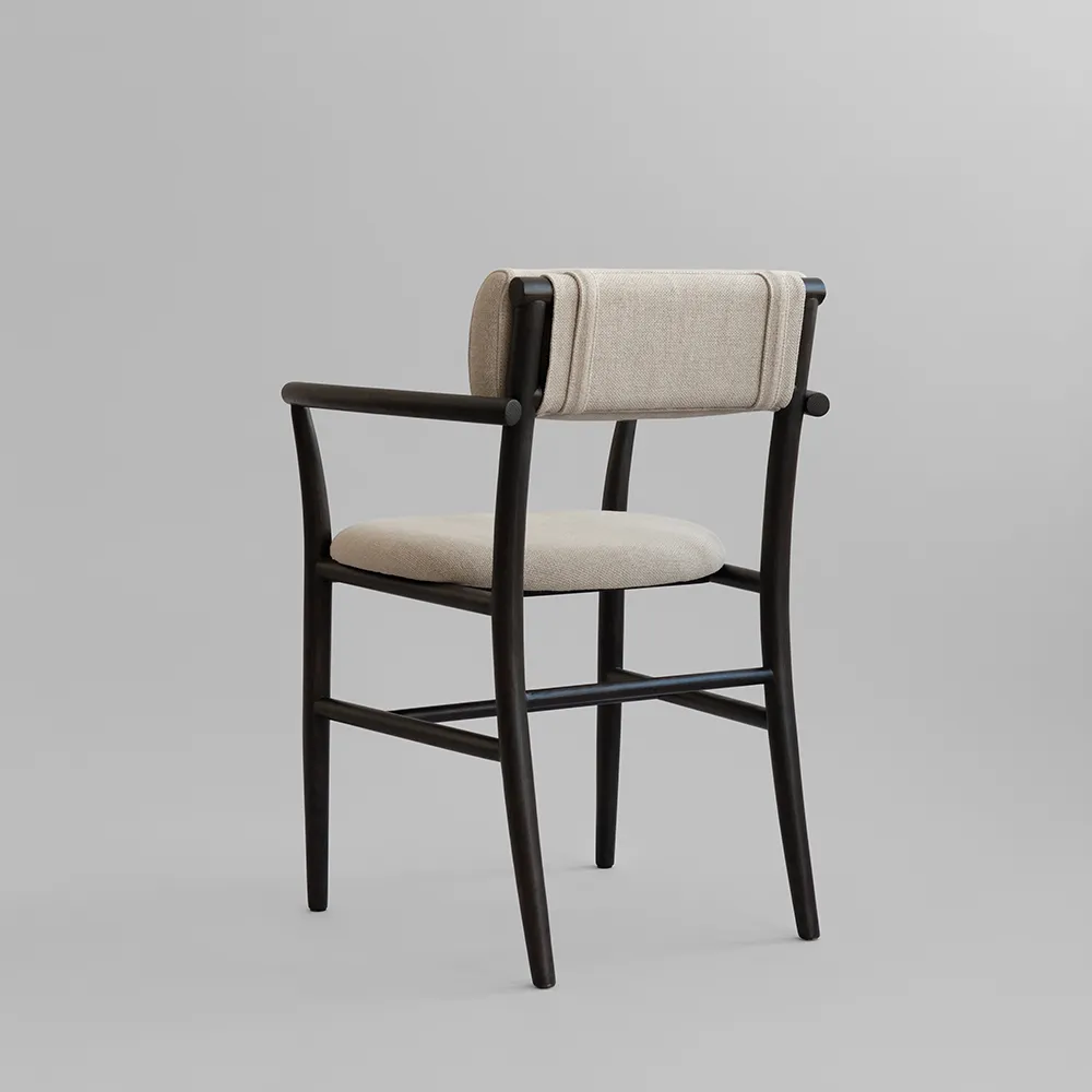 Nama Dining Chair, Armrest - Coffee Black, Linen