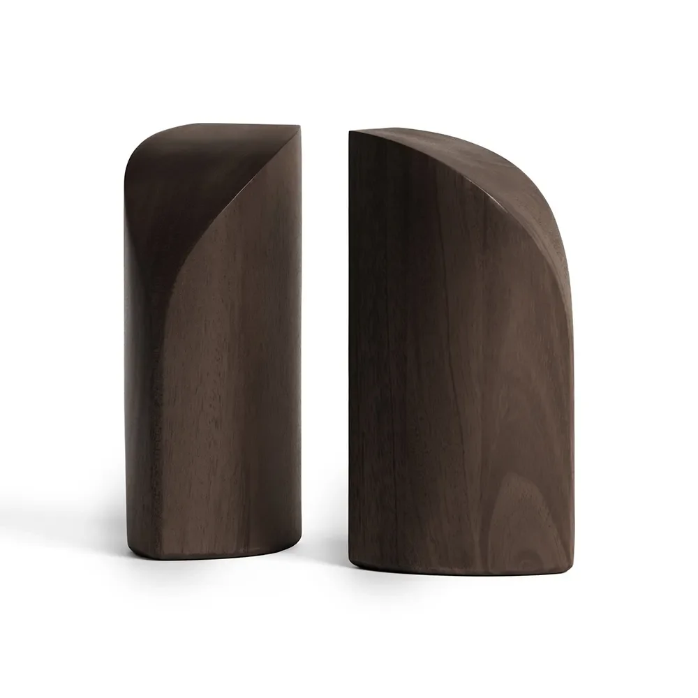  PI bookend lacquered dark brown mahogany -set of 2