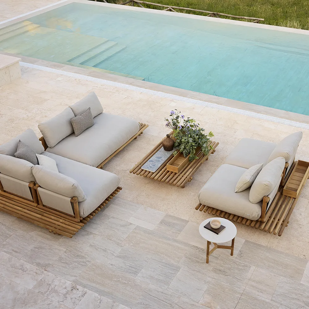 Sticks corner sofa Teak/desert sand