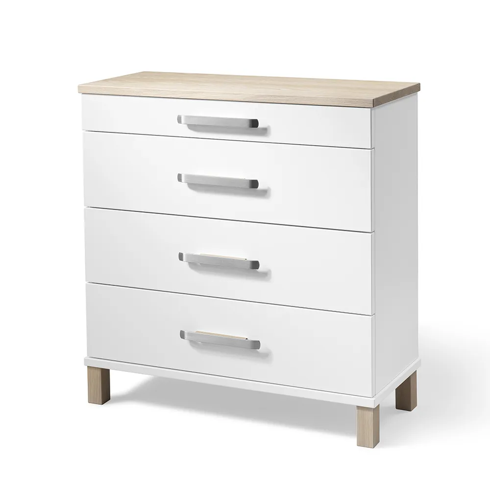Nadja Chest of drawers H75 W70 White lacquered/White oiled Oak
