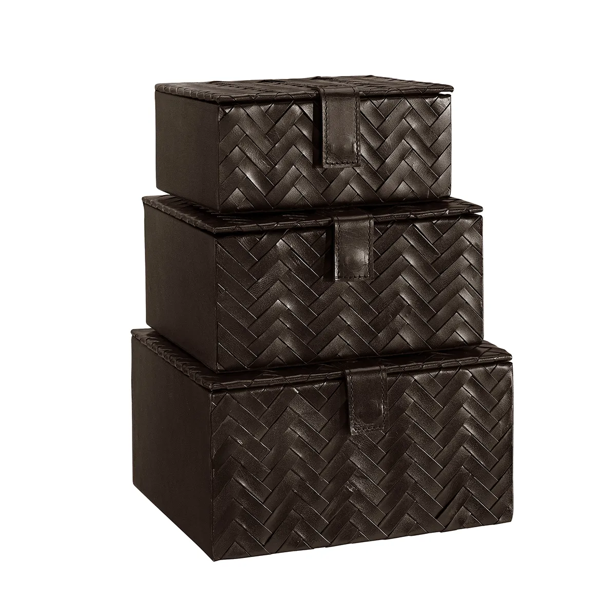 Fontana Leather Storage Boxes, Set of 3