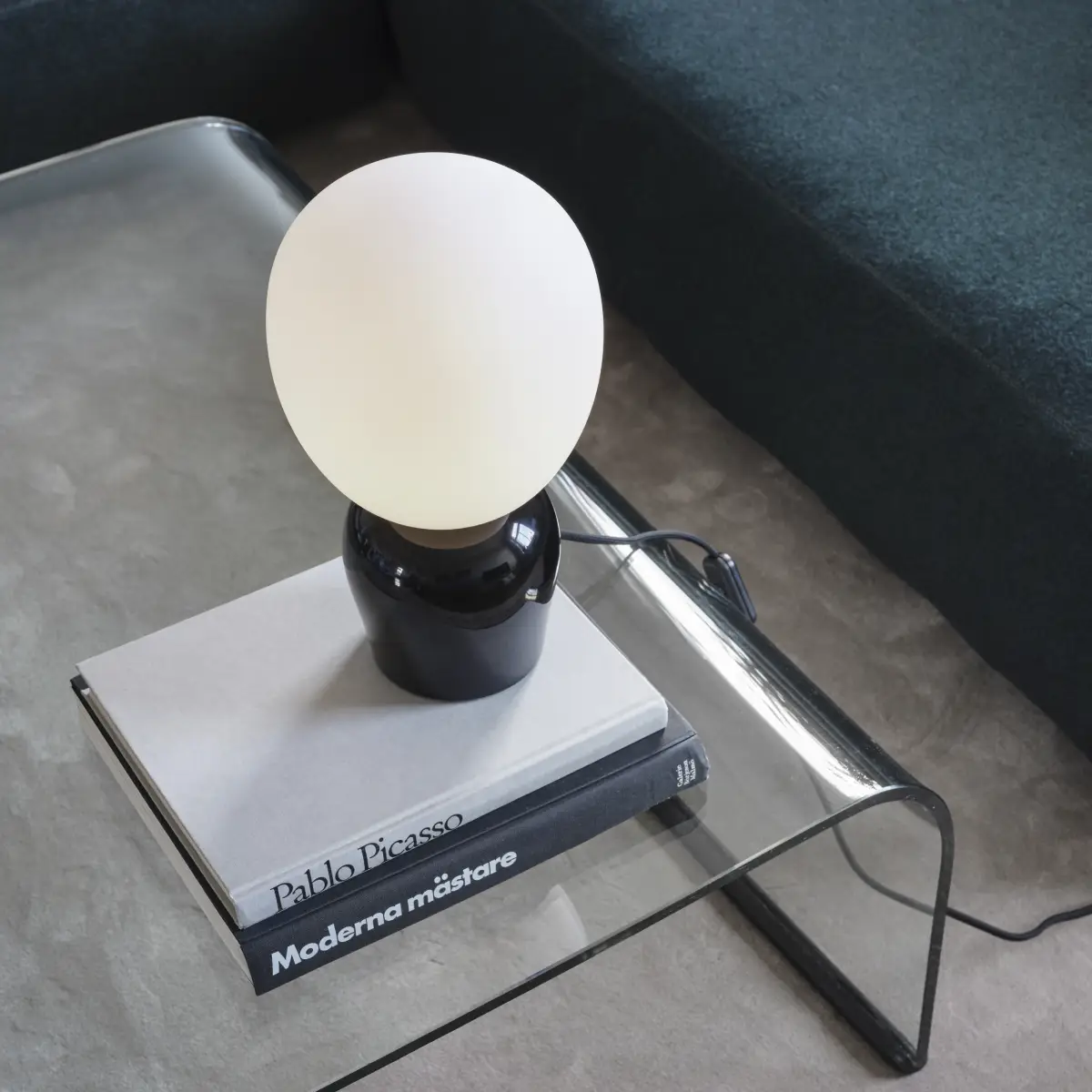  Table lamp Ø18.4 x H33.5 cm Metal/Glass Glossy black
