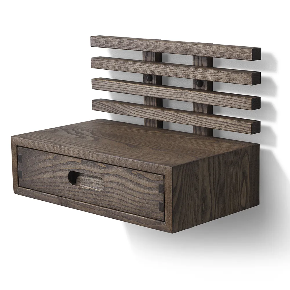 Zece Bedside Table with Drawer Brown Oiled Ash