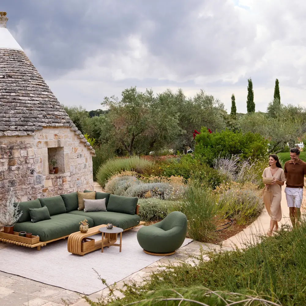 Gem lounge chair m/teak swivel Dark green, Rise