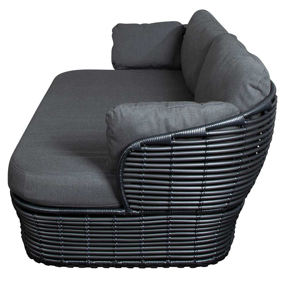 Lounge sofa Basket Graphite Artificial rattan Incl Grey Airtouch Cushion set
