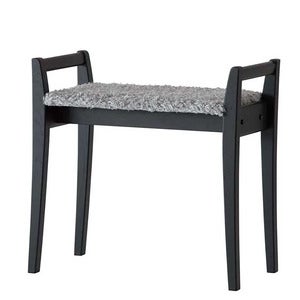Meja Stool Black stained Oak/Sheepskin look Light grey