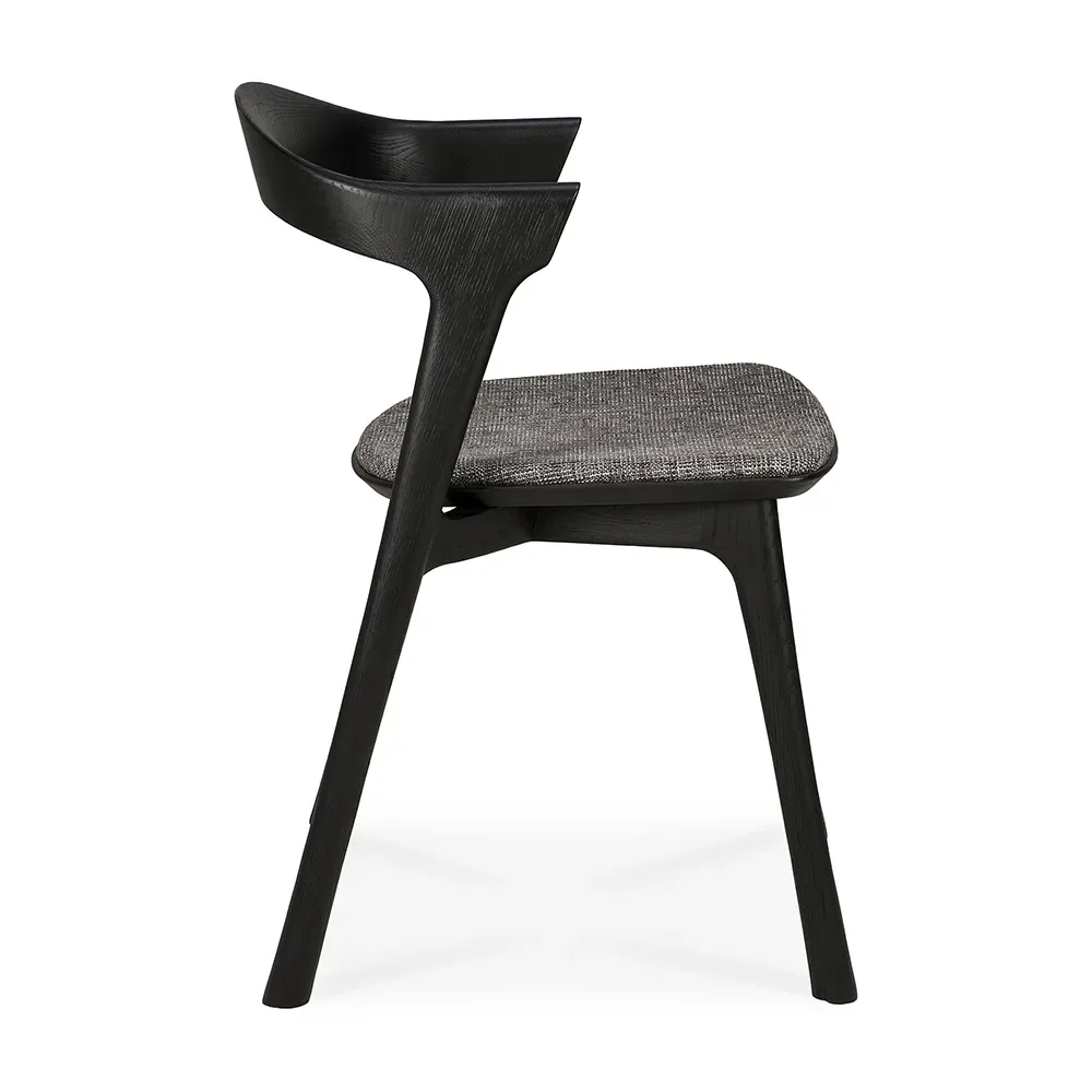 Bok Dining chair black oak/grey fabric