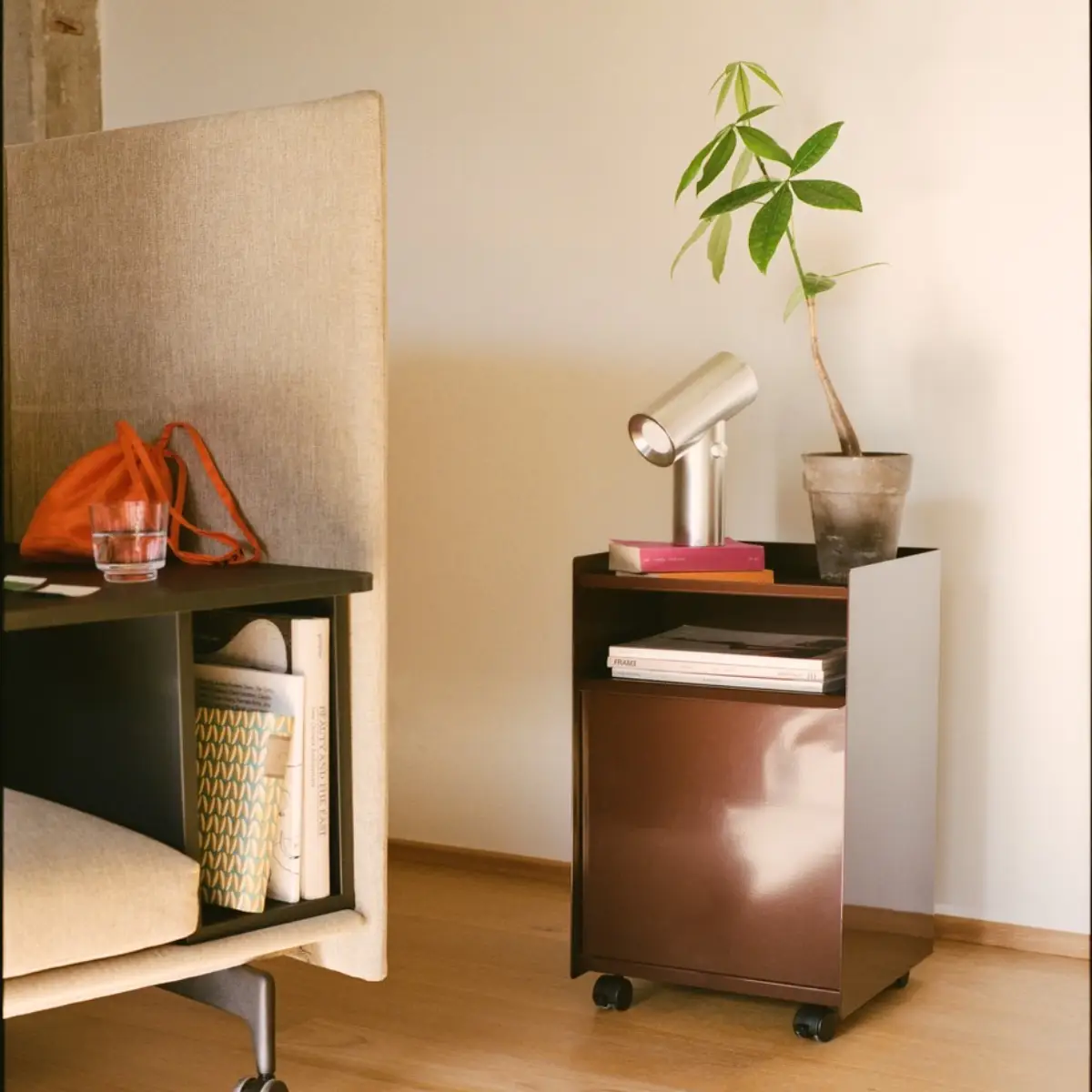 Folded Trolley H 61,5 cm Drawer - Dark Red 