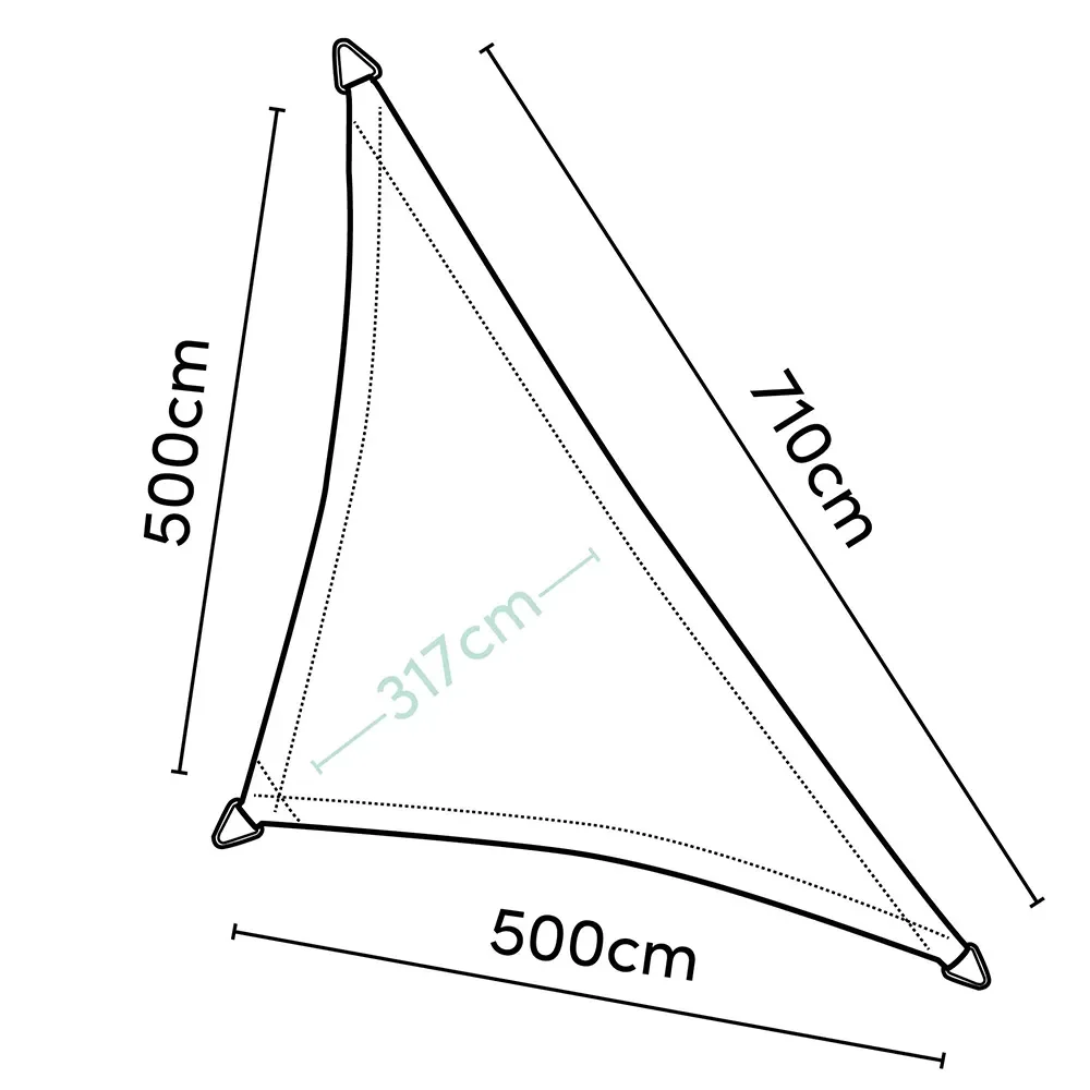Coolfit solar sail triangular 90° 500x710cm beige 