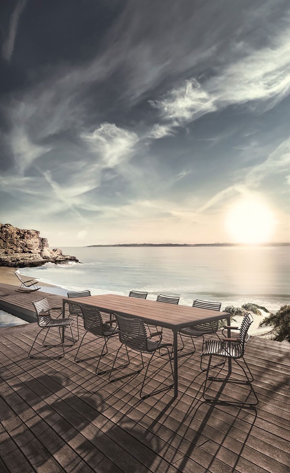 Four dining table 90x90 cm black/bamboo aluminium