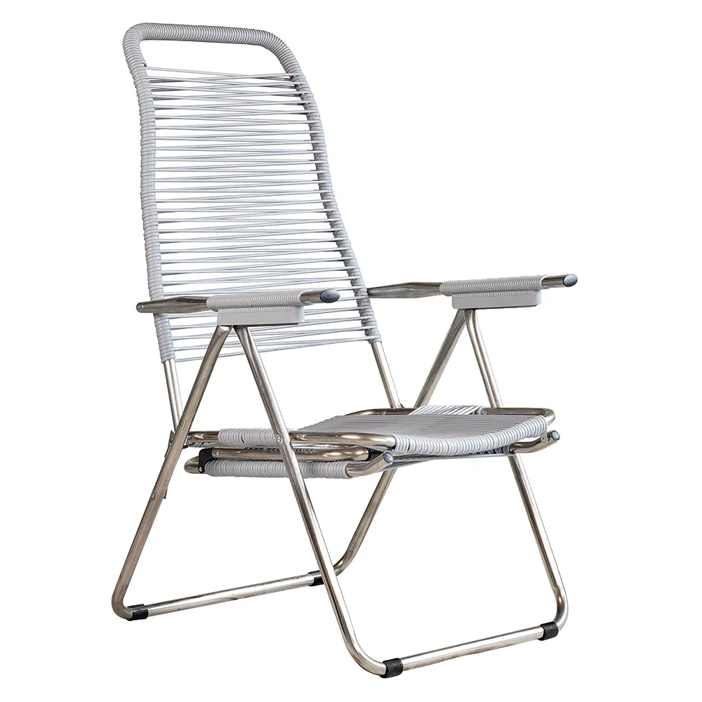 Spaghetti deck chair matt grey aluminium