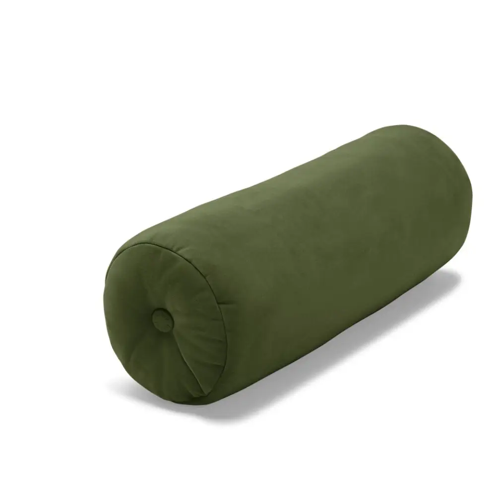 recycled puff rolster pillow velvet deep green