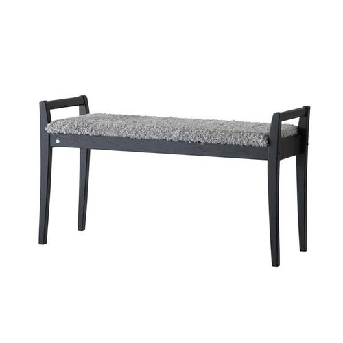 Meja Bench Black stained Oak/Sheepskin look Light grey