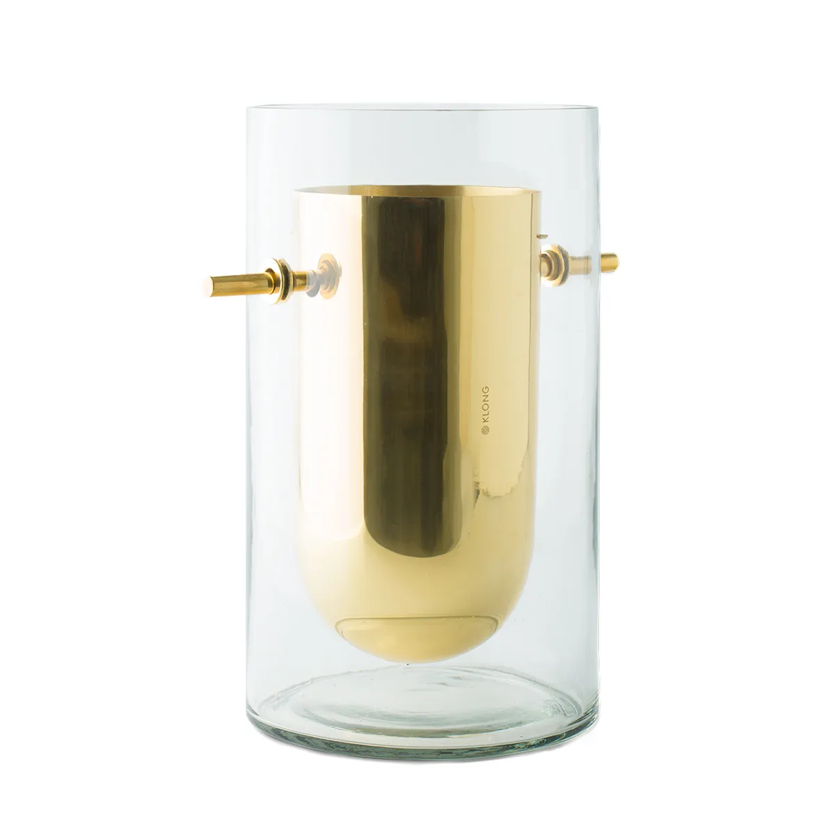 Alba Cylinder Vase Mouth-Blown Glass and Brass