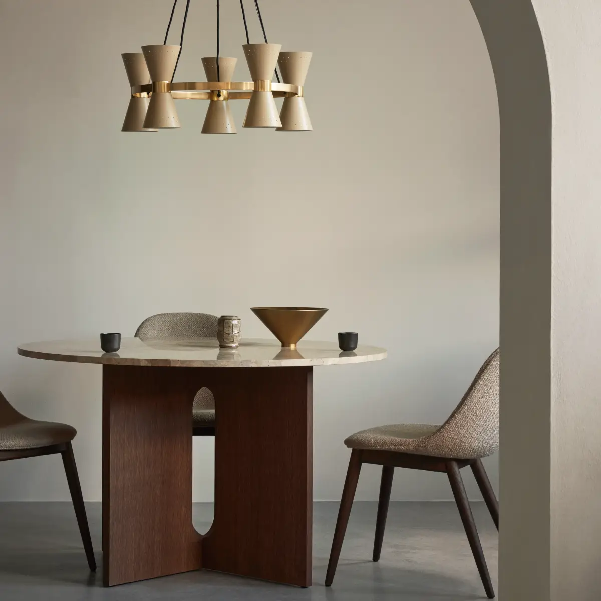 Androgyne Dining Table - Oak/Marble Grey Galaxy - Ø120 cm