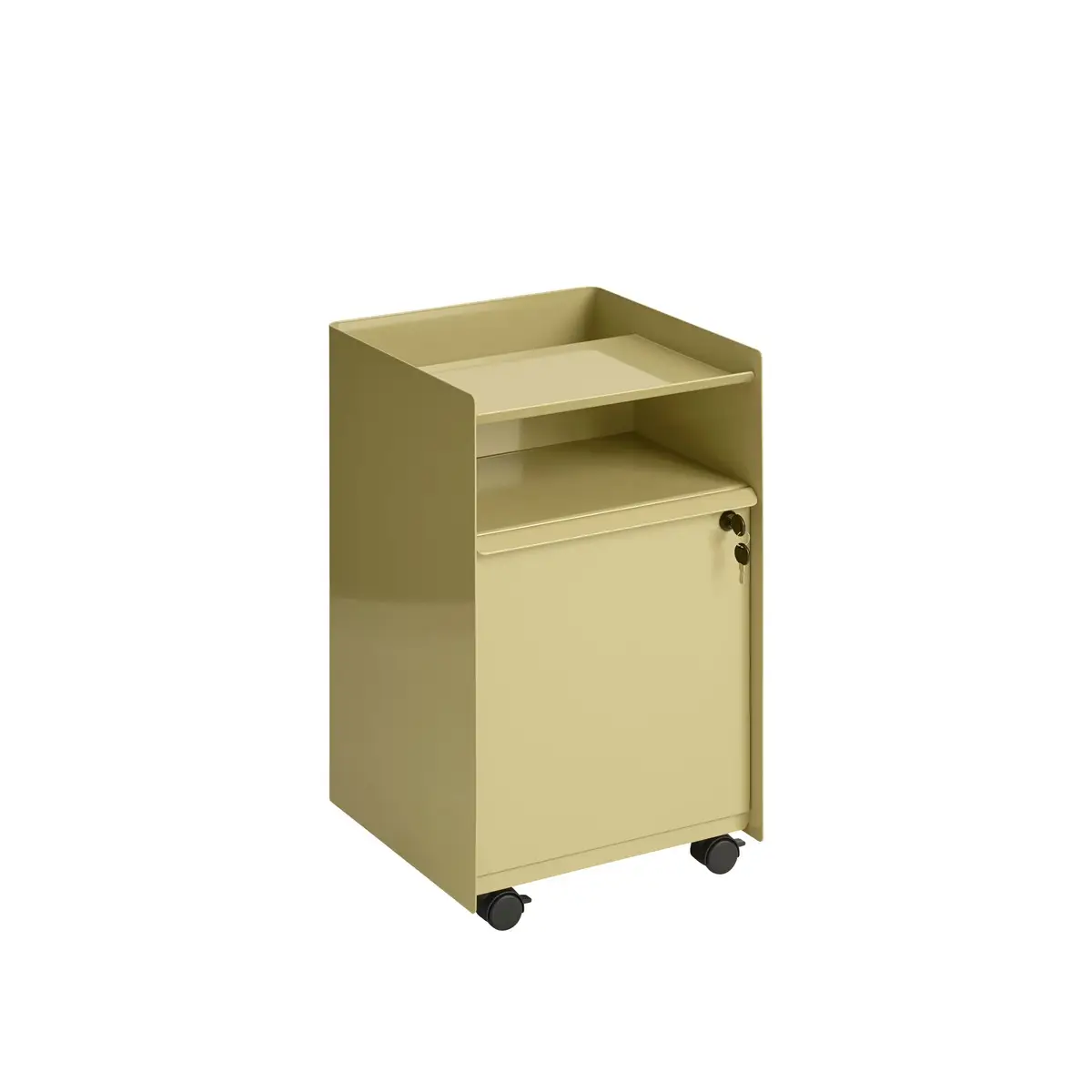 Folded Trolley H 61,5 cm Drawer - Drawer w. lock - Dark Beige Green