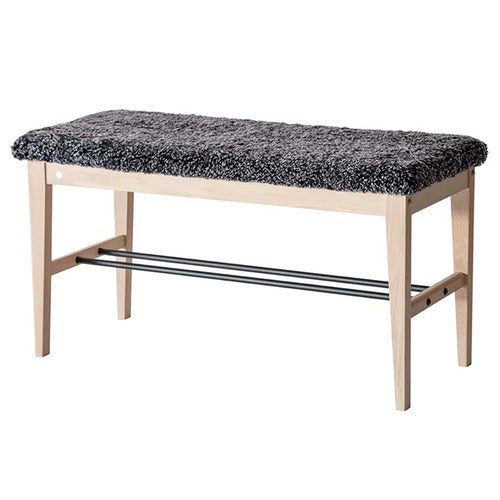 Cora Bench White Oiled Oak/Sheepskin Dark Grey
