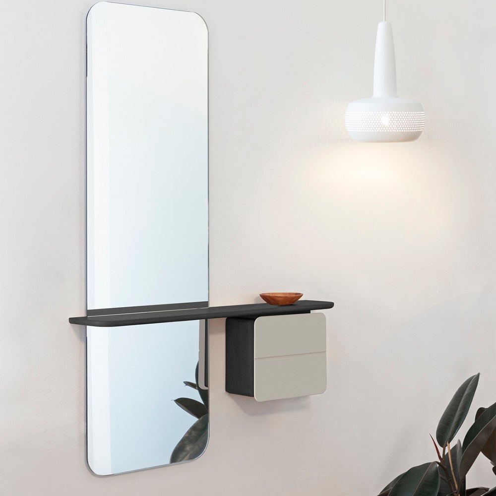 One More Look Mirror Black Oak/Pearl White