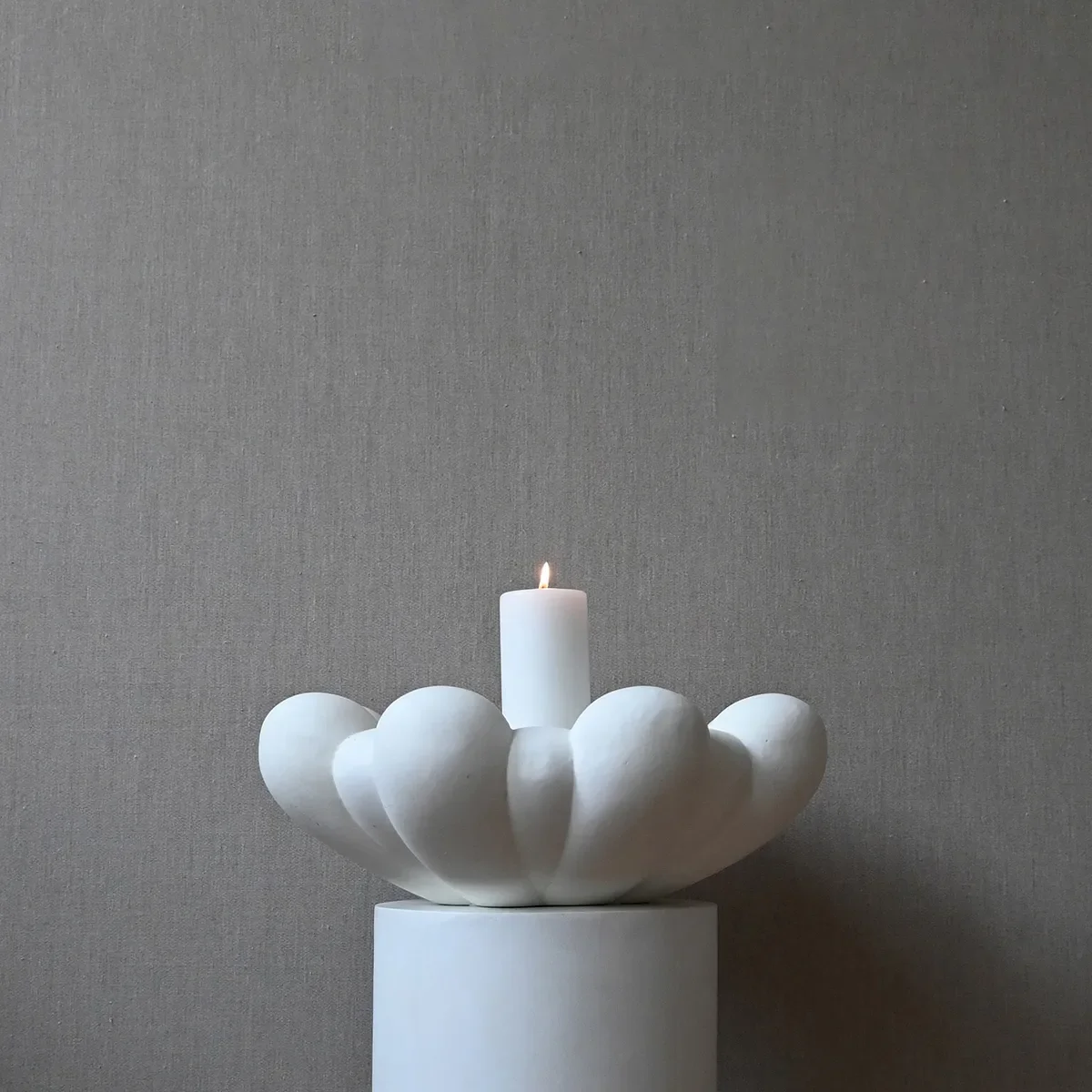 Handmade Decorative Bowl Bloom Bone White Ø 44 cm
