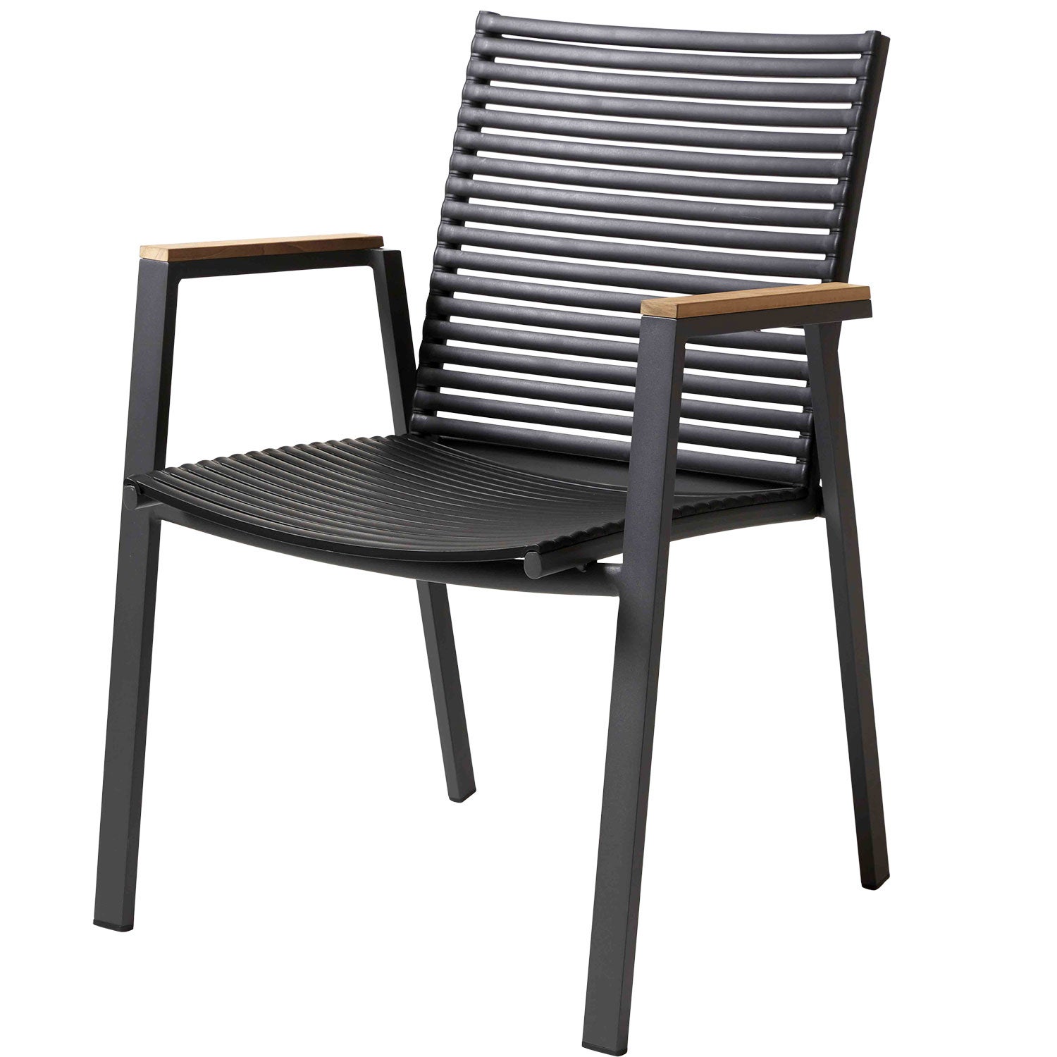 Mood extreme dining chair stackable anthracite aluminium/teak
