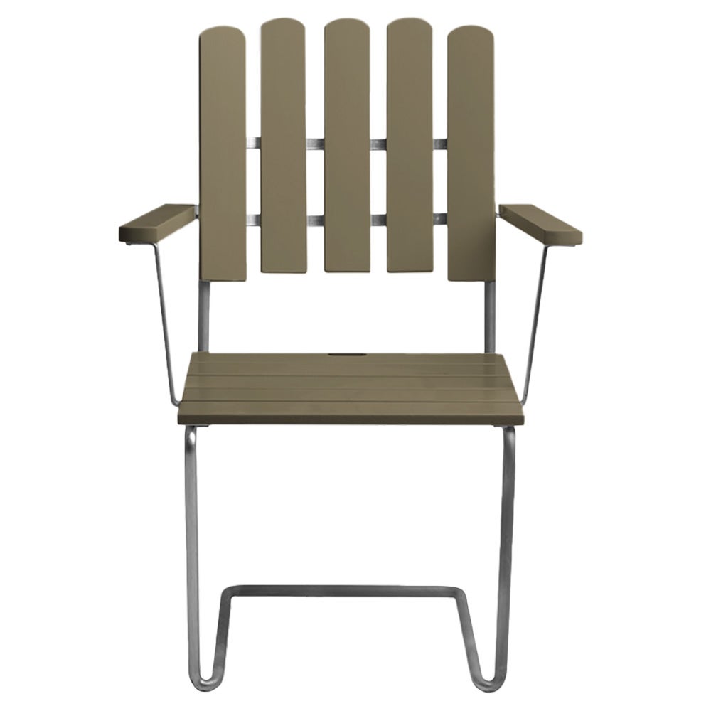 A2 Armchair Green lacquered Oak / Hot galvanized Frame