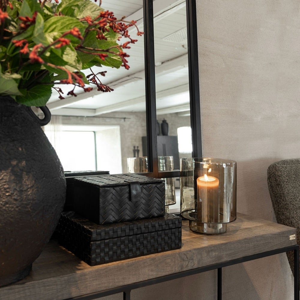 Reef candle lantern in glass Ø24 cm-Smoke Brown