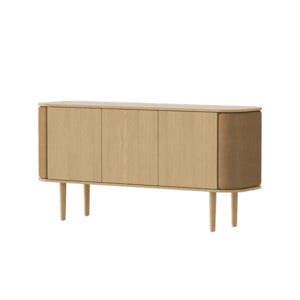 Treasures 3-door cabinet Oak/Brown faux leather