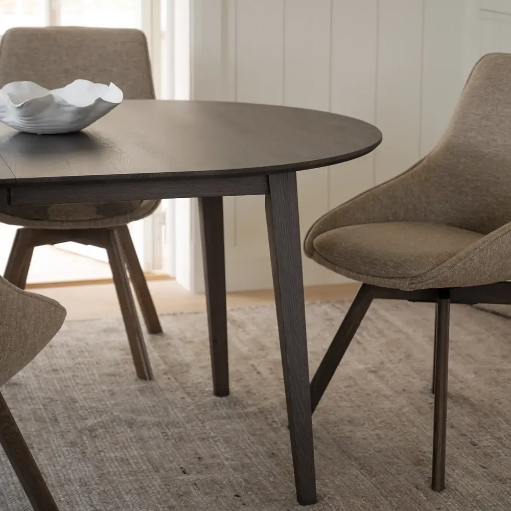 Alison dining chair darkbeige fabric/brown oak legs
