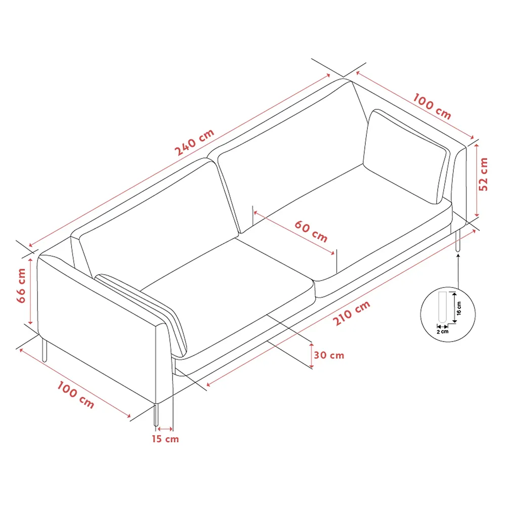 Corwin 3-seater sofa fabric Rita Light Beige
