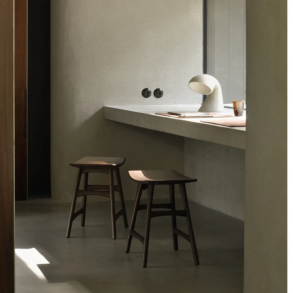 Osso Stool Brown lacquered teak