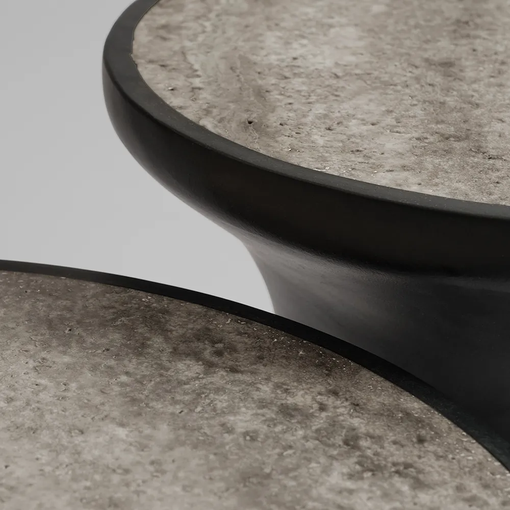 Trumpet Table, Tall - Silver Travertine