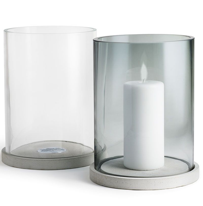 Moja Candle Lantern Grey Glass