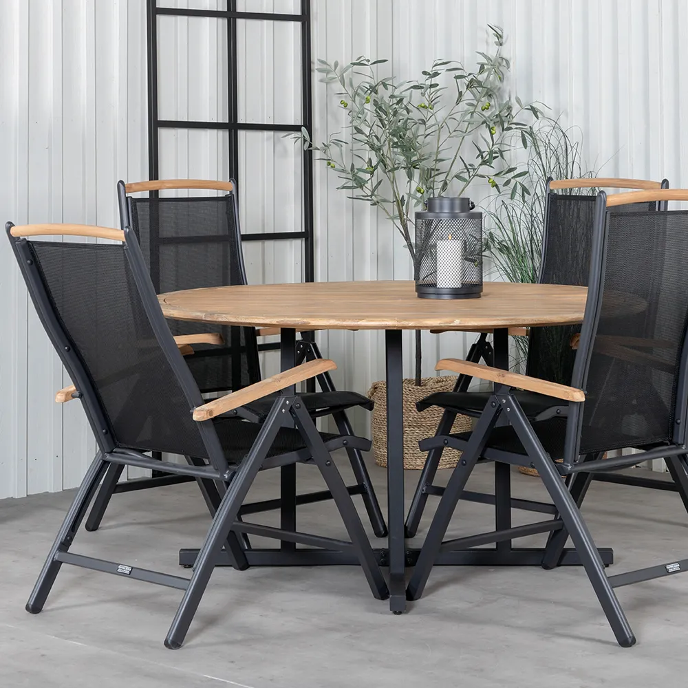 Panama Positioning Chair Black/Teak 2-pack