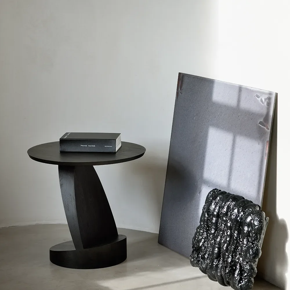Oblic Side Table Black lacquered teak