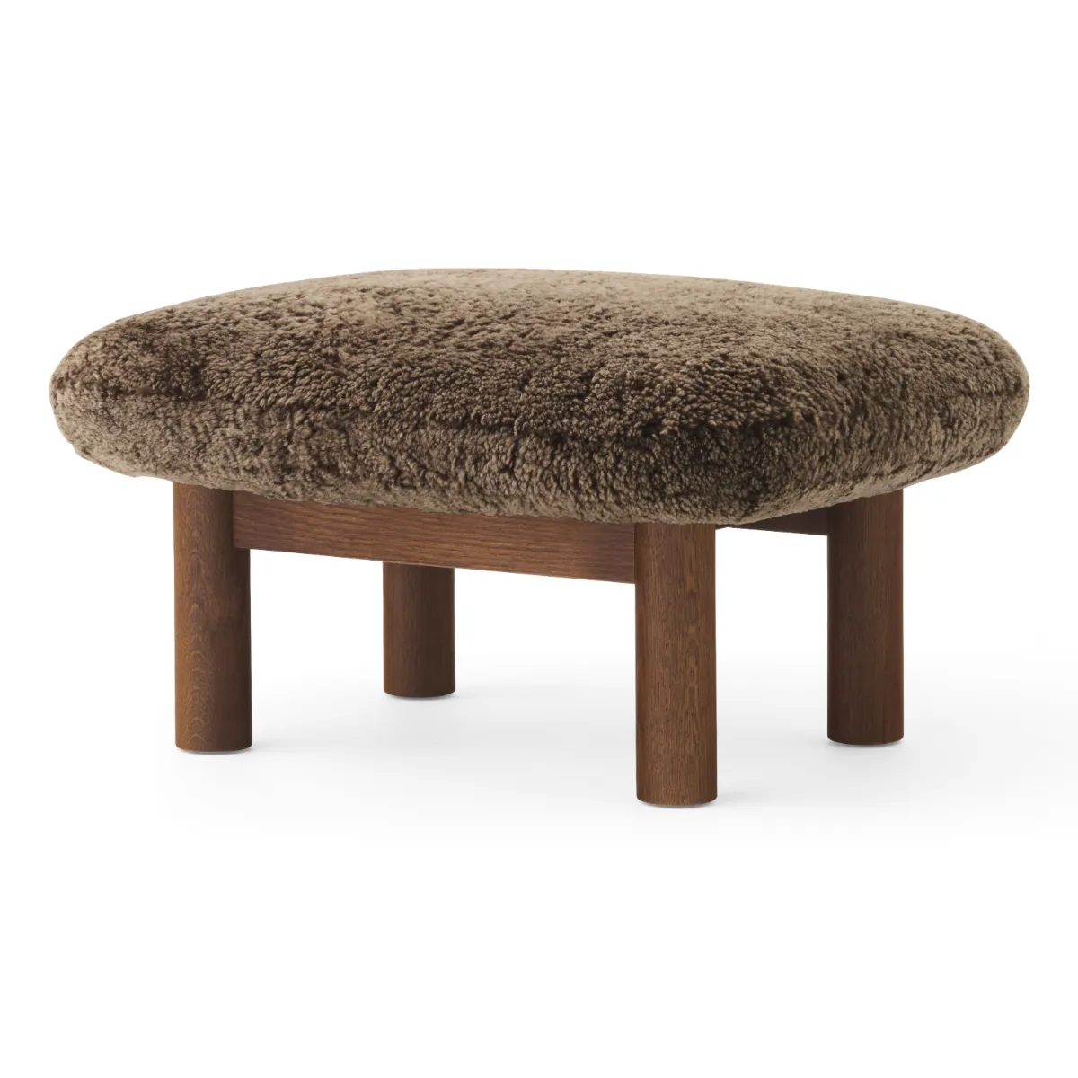 Brasilia Stool Dark Stained Solid Oak, Sheepskin Nevotex Root