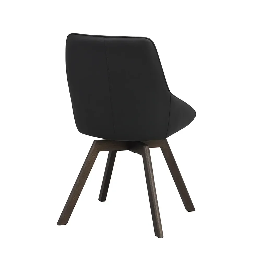 Alison dining chair black leather/brown oak legs
