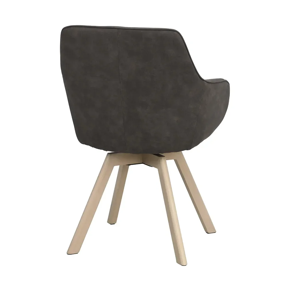 Alison chair with armrests darkgrey microfibre/white pigmented oak legs