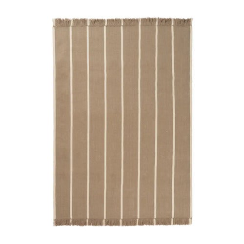 Calm Kelim Mat 140x200 cm- Dark Sand/Off-white