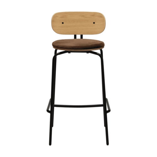 Curious Bar Stool Oak/Black Teddy Brown