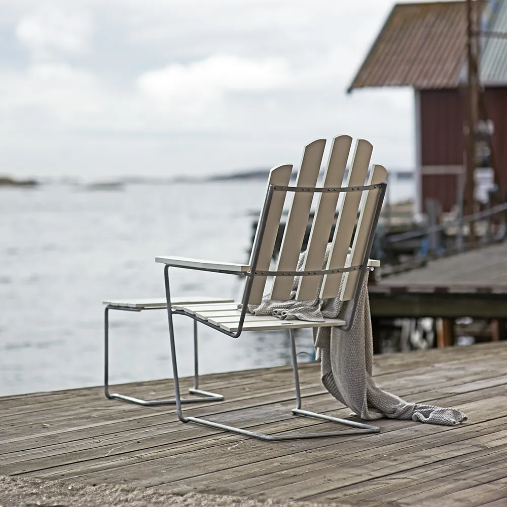 A3 Sun lounger White lacquered Oak / Hot dip galvanised Frame