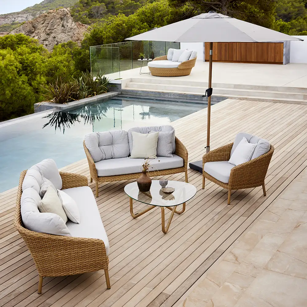 Sunshade parasol 300 cm Taupe / Wood look