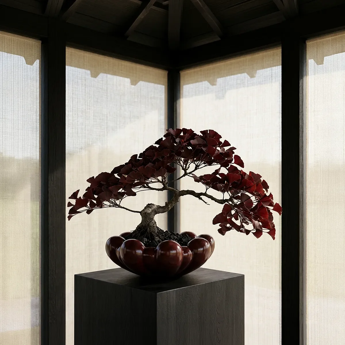 Handmade Decorative Bowl Bloom Maroon Ø 44 cm