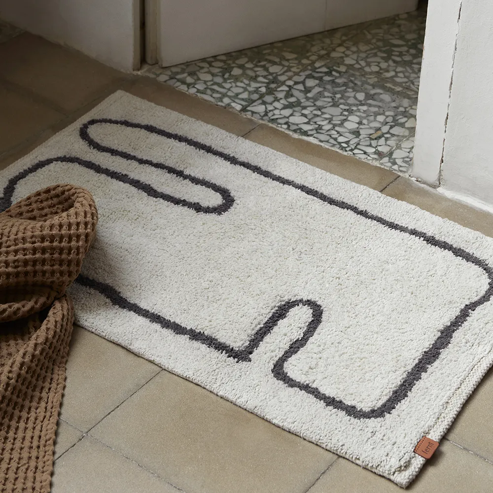 Washable Bath Mat in Organic Cotton Off-white/Coffee